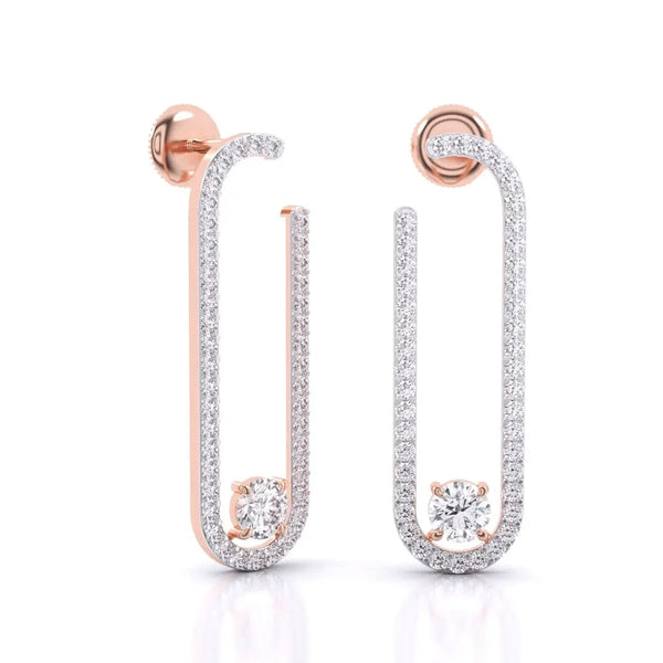 U-loop Drop Diamond Earrings
