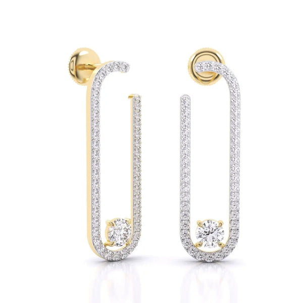 U-loop Drop Diamond Earrings