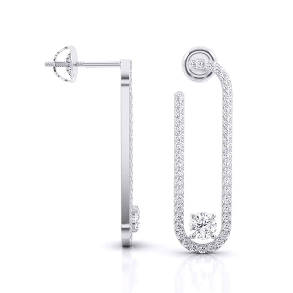 U-loop Drop Diamond Earrings
