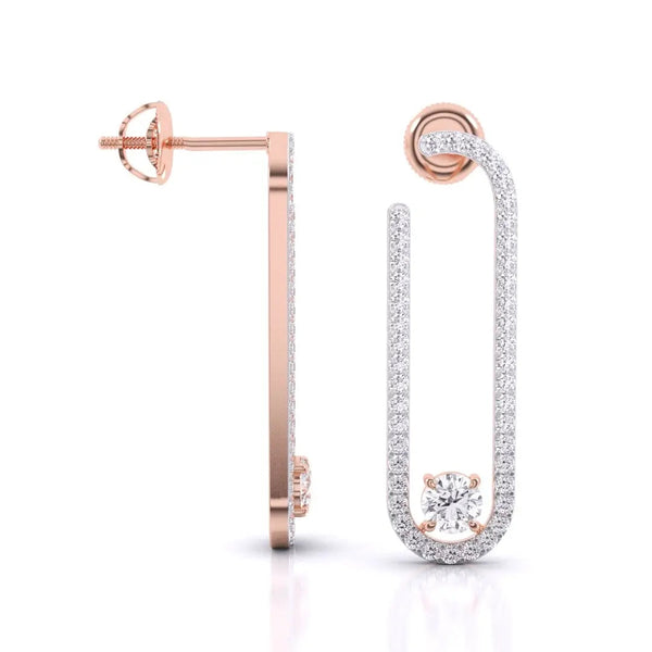 U-loop Drop Diamond Earrings