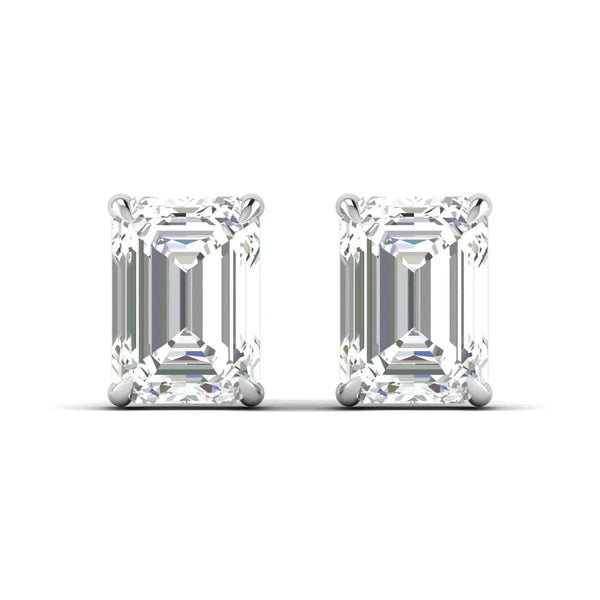 1 Carat Each Emerald Cut Diamond Earrings