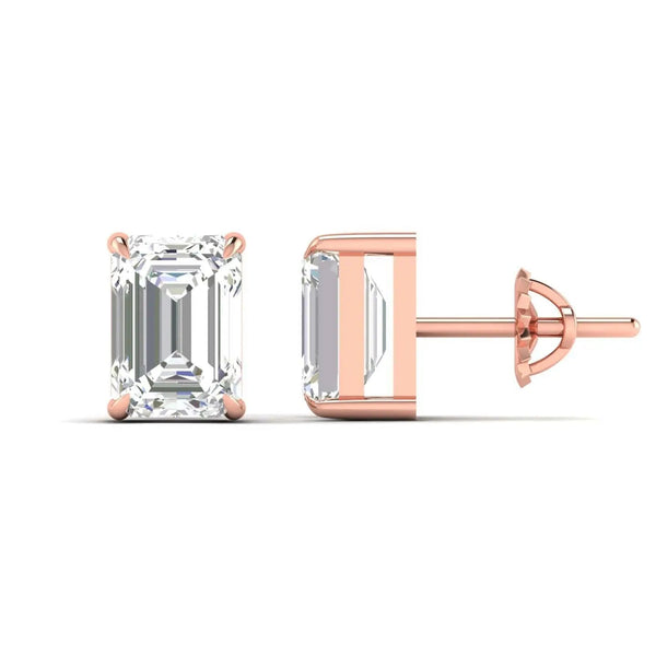 1 Carat Each Emerald Cut Diamond Earrings