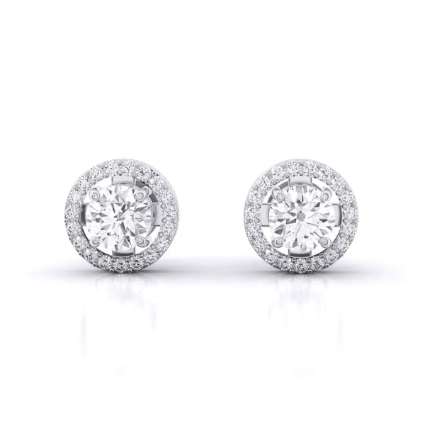 1 Carat Each Halo Diamond Earrings
