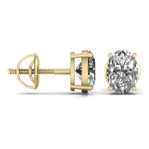 1 Carat Each Oval Shape Diamond Studs