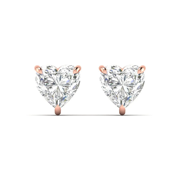 1 Carat Solitaire Heart Diamond Studs