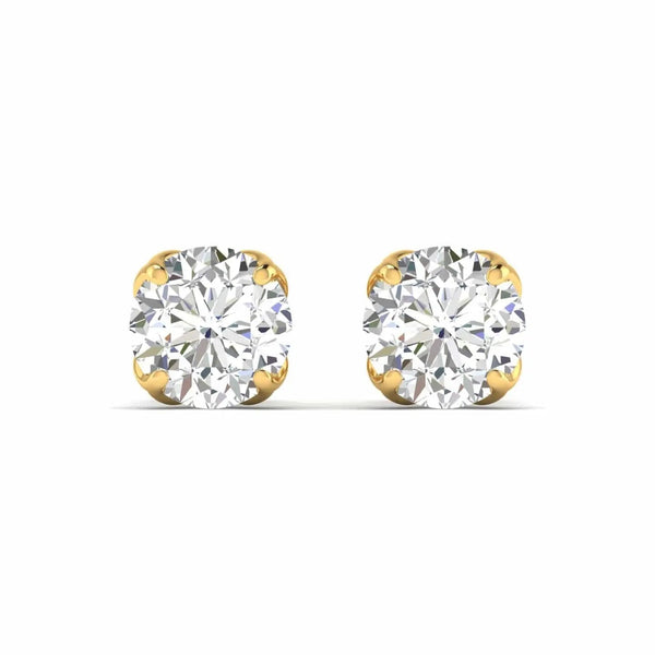 1 Carats Each Round Diamonds Studs