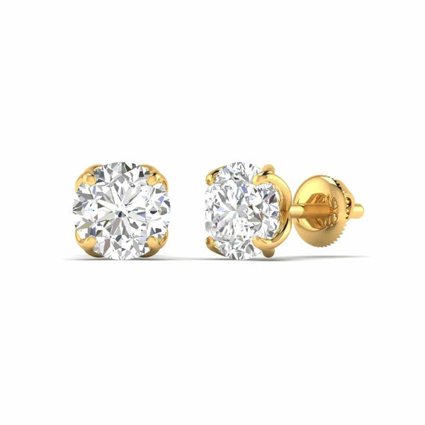 1 Carats Each Round Diamonds Studs
