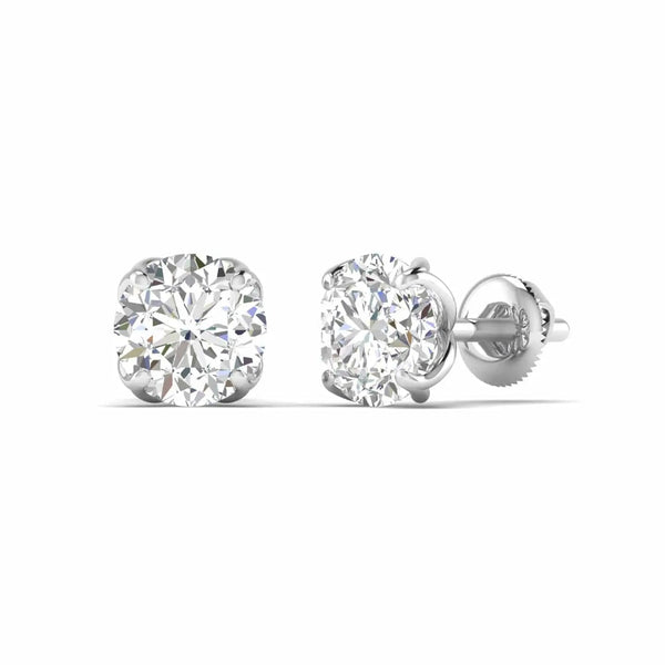 1 Carats Each Round Diamonds Studs