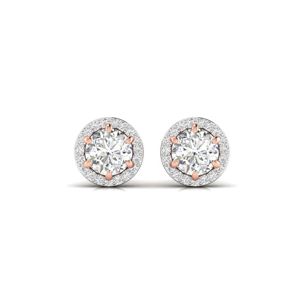 1.5 Carat Each Round Diamonds Halo Studs