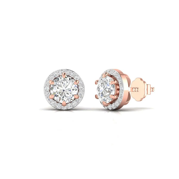 1.5 Carat Each Round Diamonds Halo Studs