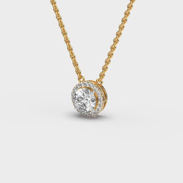 Bright Round Padma Cut Diamond Circle Pendant With Chain