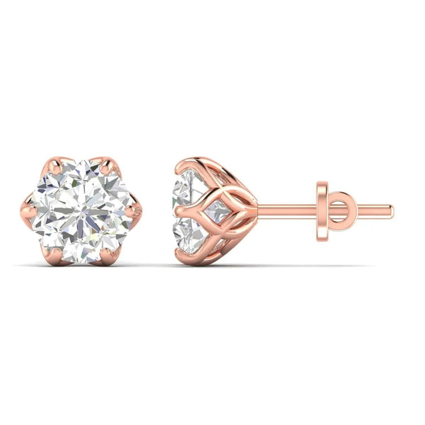 2 Carat Each Camellia Diamond Studs