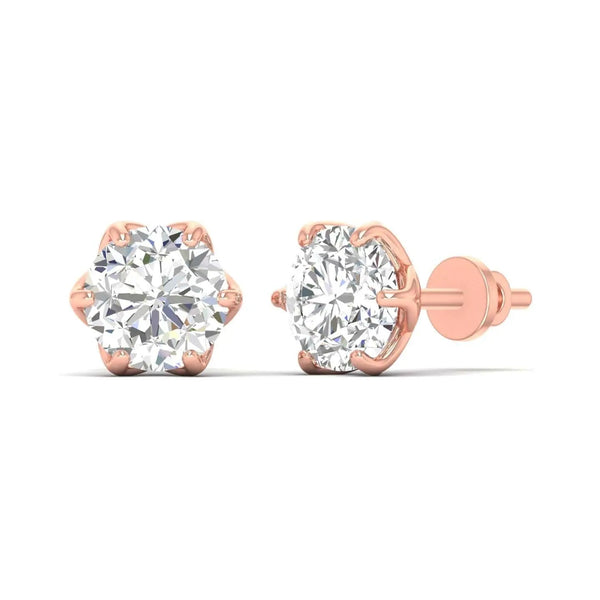 2 Carat Each Camellia Diamond Studs