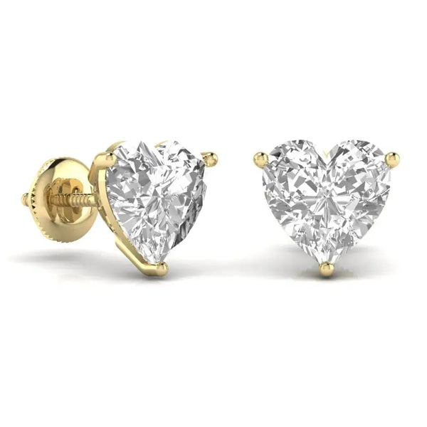2 Carat Each Heart Shape Solitaire DiamondEarring
