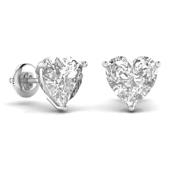 2 Carat Each Heart Shape Solitaire DiamondEarring