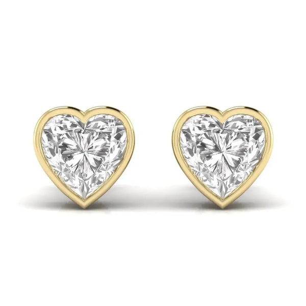 2 Carat Each Heart Shape Solitaire DiamondEarrings