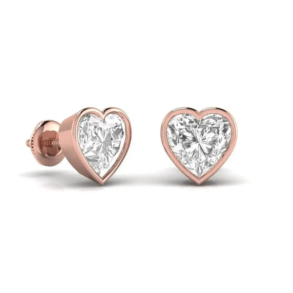 2 Carat Each Heart Shape Solitaire DiamondEarrings