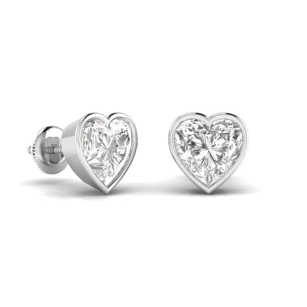 2 Carat Each Heart Shape Solitaire DiamondEarrings
