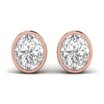 2 Carat Each Oval Solitaire Diamond Earrings