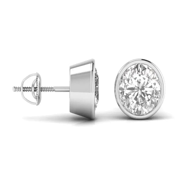 2 Carat Each Oval Solitaire Diamond Earrings
