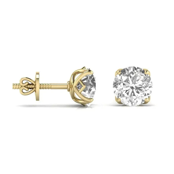 2 Carat Each Round Diamond Earrings