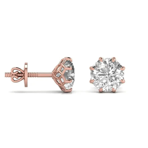 2 Carat Each Round Diamond Earrings