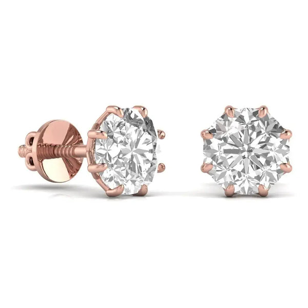 2 Carat Each Round Diamond Earrings