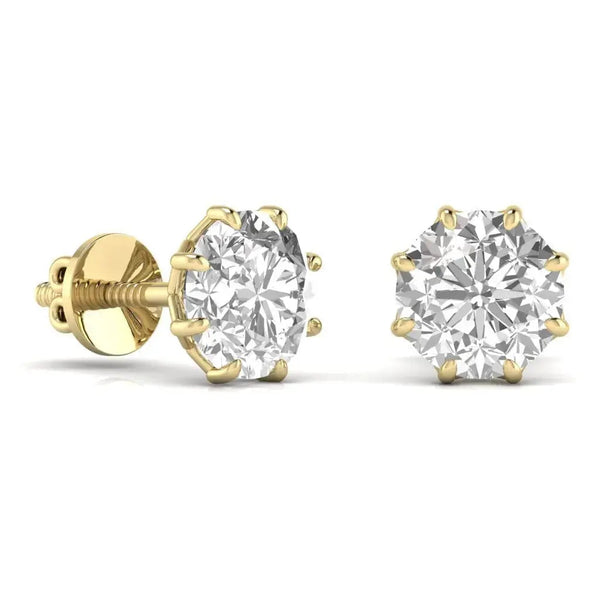 2 Carat Each Round Diamond Earrings