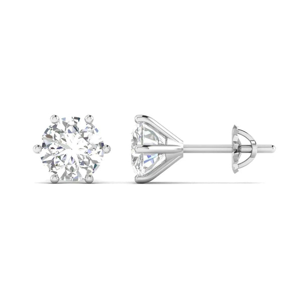 2 Carat Each Round Diamonds Studs