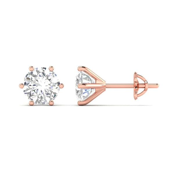 2 Carat Each Round Diamonds Studs