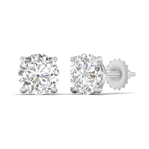 2 Carat Each Round Diamonds Studs