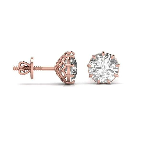 2 Carat Each Round Solitaire DiamondEarring