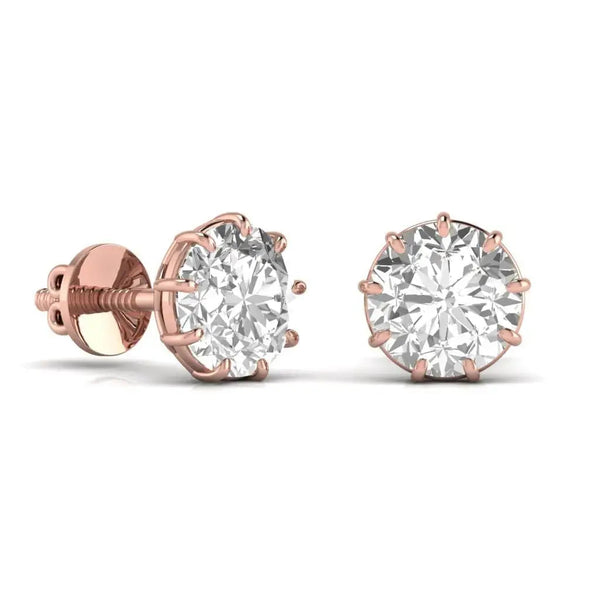 2 Carat Each Round Solitaire DiamondEarring