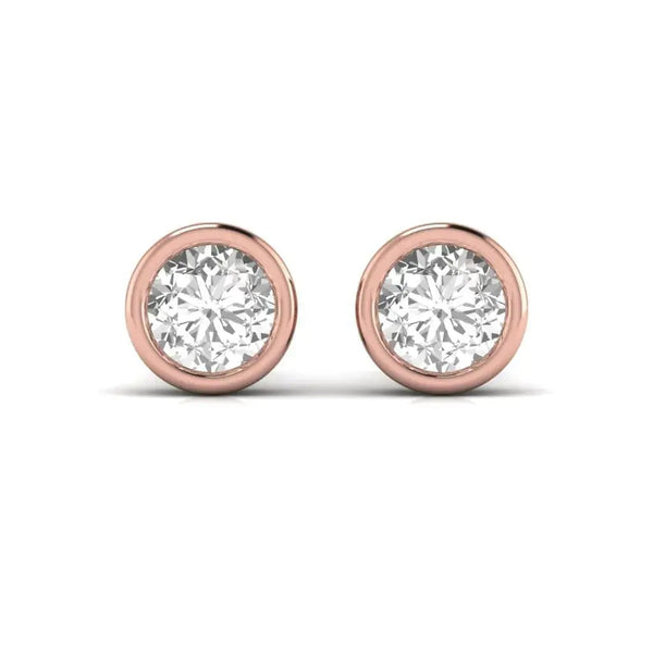 2 Carat Each Round Solitaire Diamond Studs