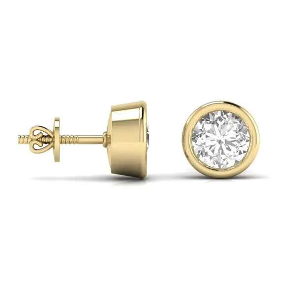 2 Carat Each Round Solitaire Diamond Studs