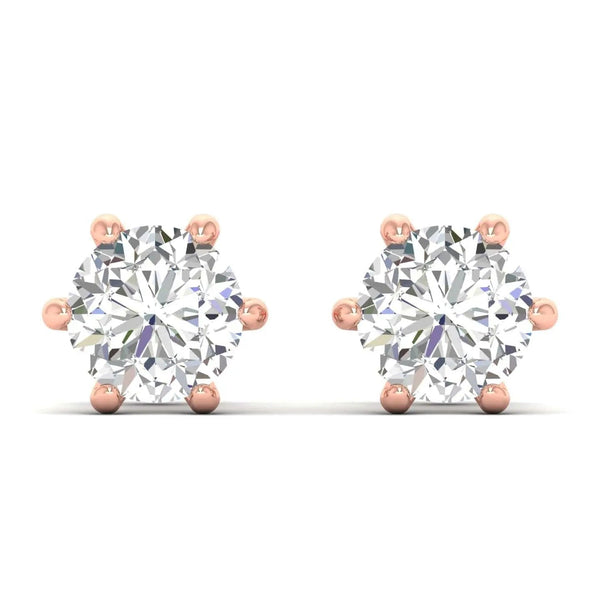 2 Carat Each Solitaire Diamond Studs