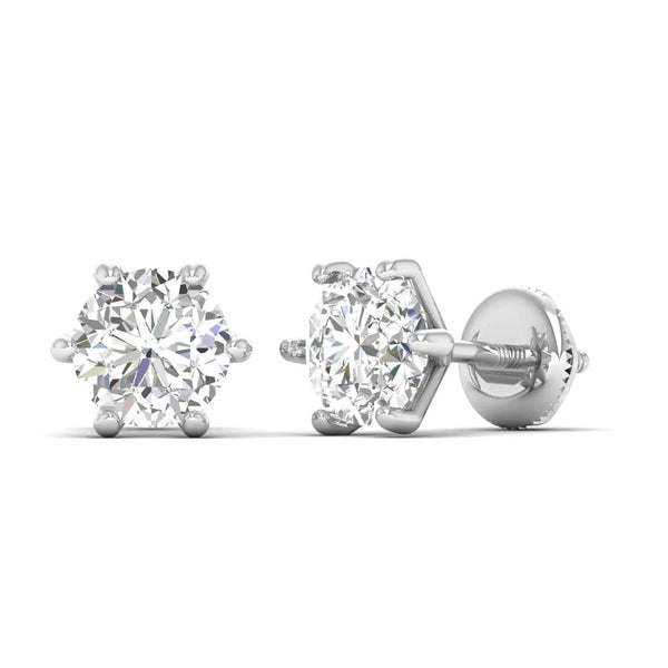2 Carat Each Solitaire Diamond Studs