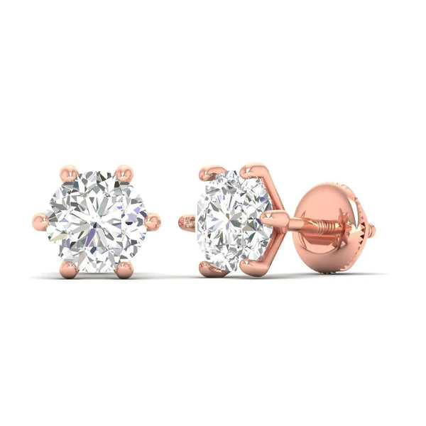 2 Carat Each Solitaire Diamond Studs