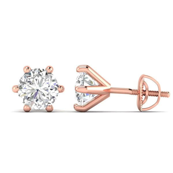 2 Carat Each Solitaire Diamond Studs