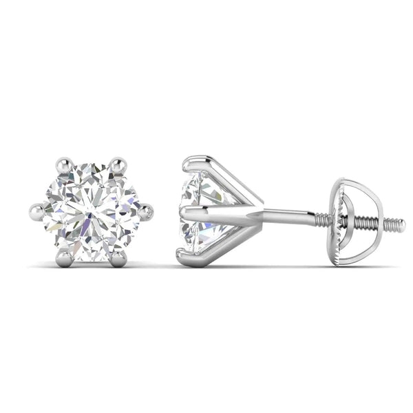 2 Carat Each Solitaire Diamond Studs