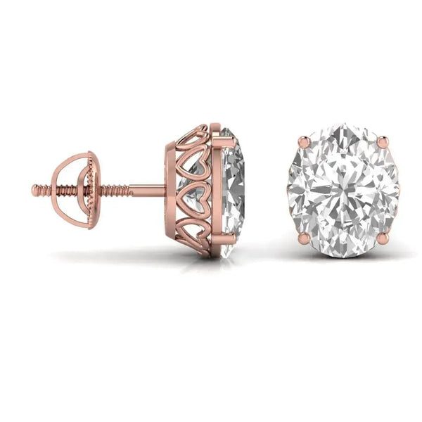 2 Carat Oval Shape Solitaire Diamond Studs