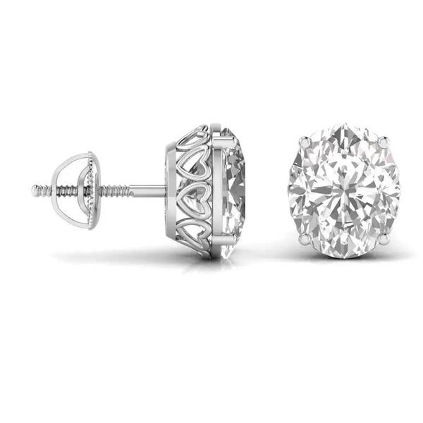 2 Carat Oval Shape Solitaire Diamond Studs