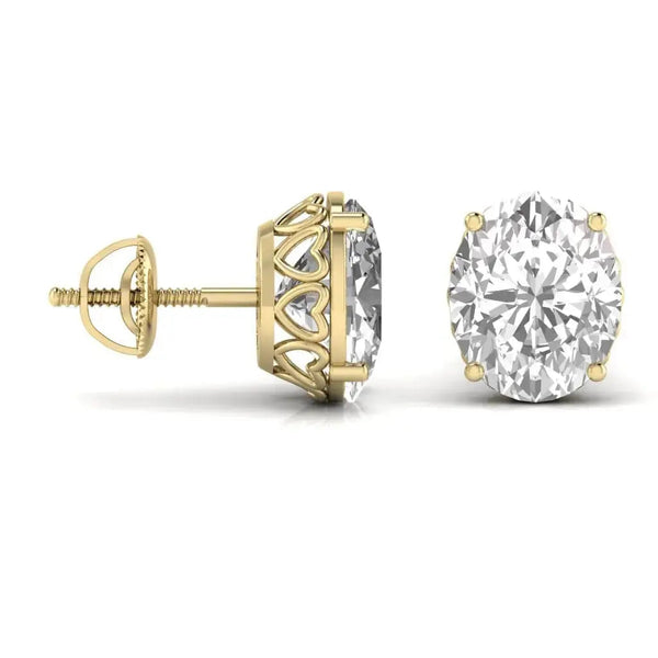 2 Carat Oval Shape Solitaire Diamond Studs