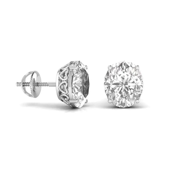 2 Carat Oval Shape Solitaire Diamond Studs