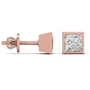 2 Carat Princess Shape Solitaire Diamond Earrings