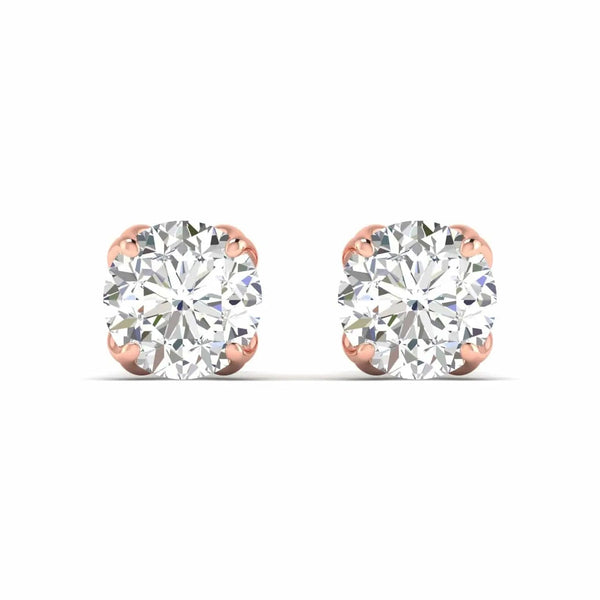 1 Carat Each Round Diamond Earrings