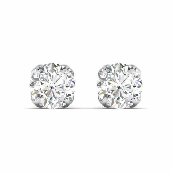 1 Carat Each Round Diamond Earrings