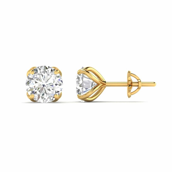 1 Carat Each Round Diamond Earrings