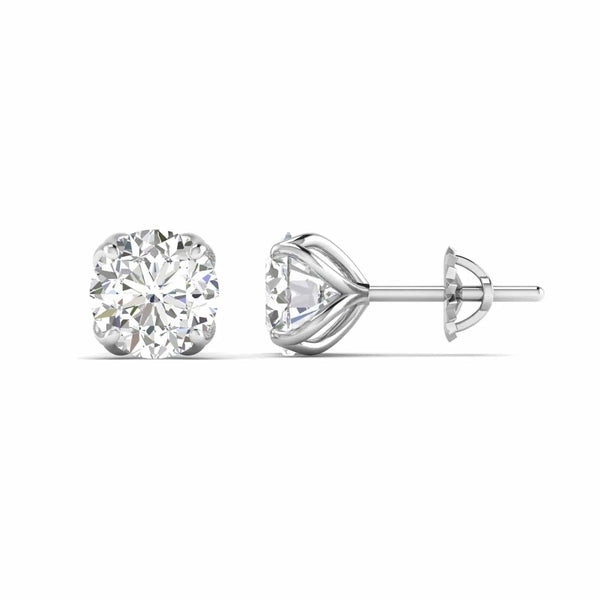 1 Carat Each Round Diamond Earrings