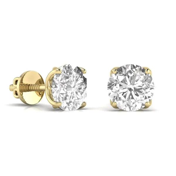 2.5 Carat Each Double ProngRound Shape Studs